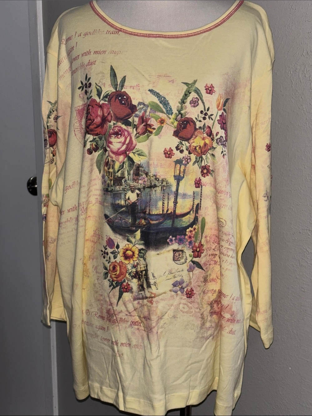 Yellow Floral Graphic Women’s Long Sleeve Top (NWT)